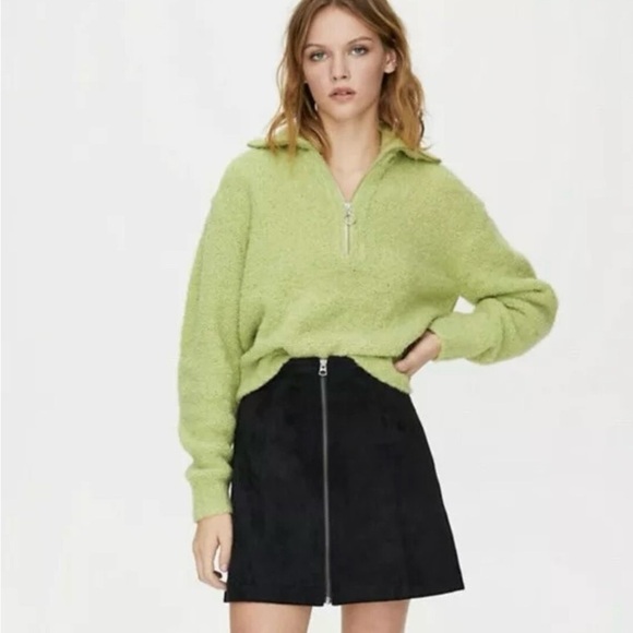 Aritzia Wilfred Free Leah High Waist A-line Faux Suede Leather Zip Up Mini Skirt - Picture 6 of 10